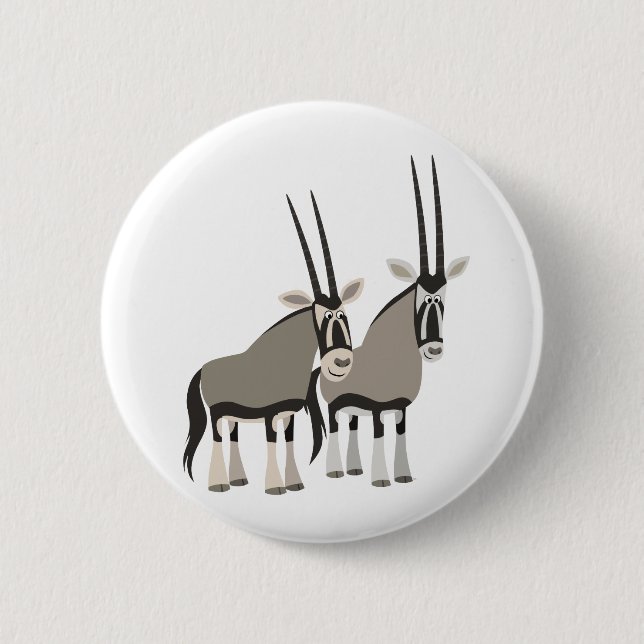 Rond 5 Cm Paire mignonne de badge Oryxes de dessin animé (Devant)
