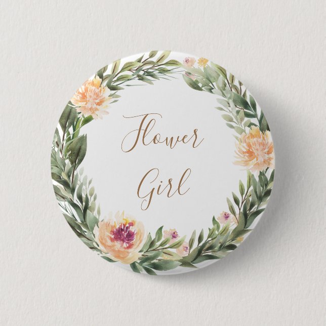 Rond 5 Cm Peine et Foliage Frame Fleur Badge Fille (Devant)