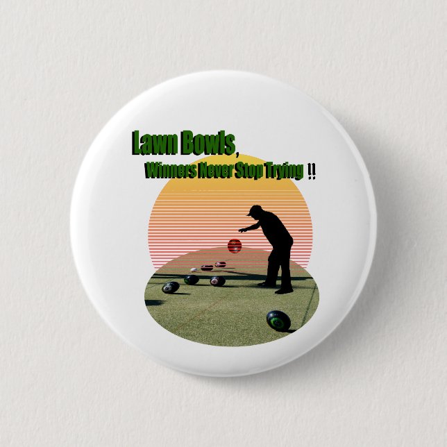 Rond 5 Cm Pelouse Bowls Les Gagnants Design, Badge (Devant)