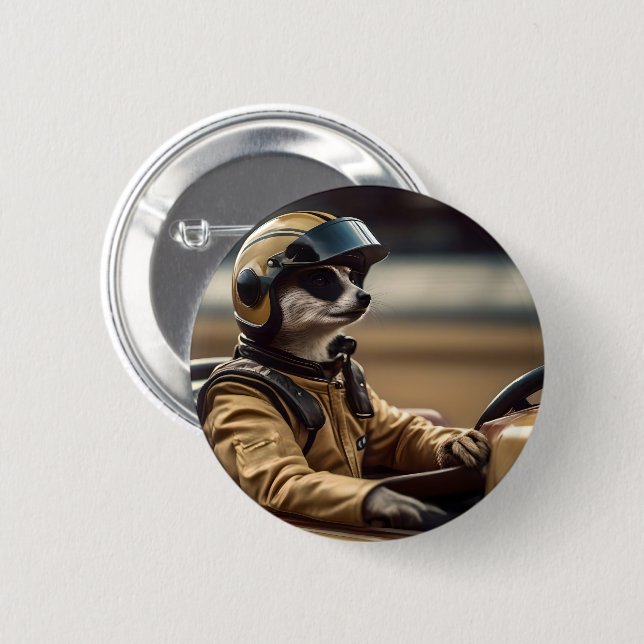 Rond 5 Cm Pilote professionnel de course Meerkat, badge (Devant & derrière)