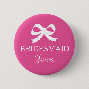 Rond 5 Cm Pink bridesmaid badge buttons for wedding party