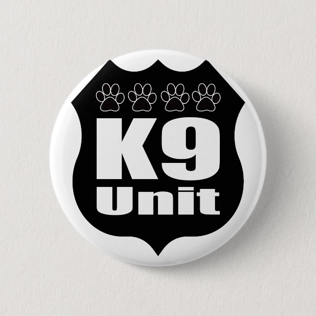 Rond 5 Cm Police K9 Unité Badge Noir Paws Chien (Devant)
