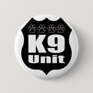 Rond 5 Cm Police K9 Unité Badge Noir Paws Chien