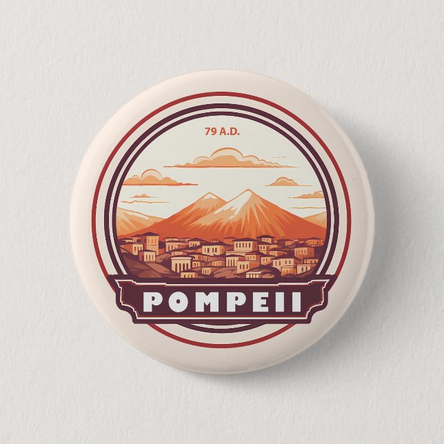 Rond 5 Cm Pompéi Ruines Italie Travel Art Badge (Devant)