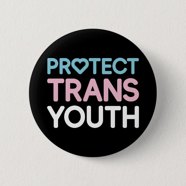 Rond 5 Cm Protéger les jeunes trans. Badge (Devant)