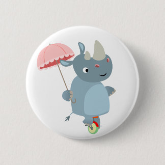 Rond 5 Cm Rhino avec parapluie sur le badge du bouton Unicyc