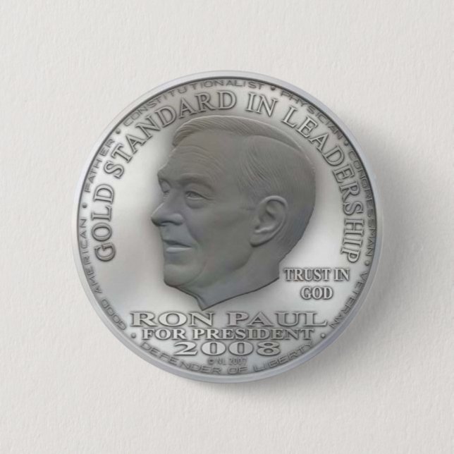 Rond 5 Cm Ron Paul "Interdit" Argent Liberté Dollar... Badge (Devant)