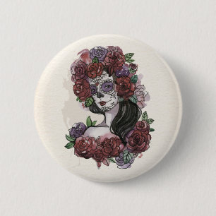 Rond 5 Cm Simple Dia de los Muertos   Badge