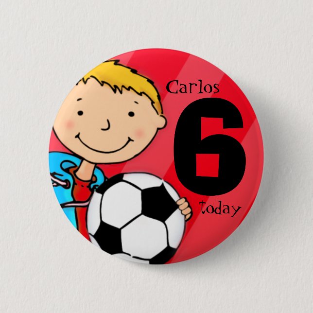Rond 5 Cm Soccer/football nom et bouton âge / badge (Devant)