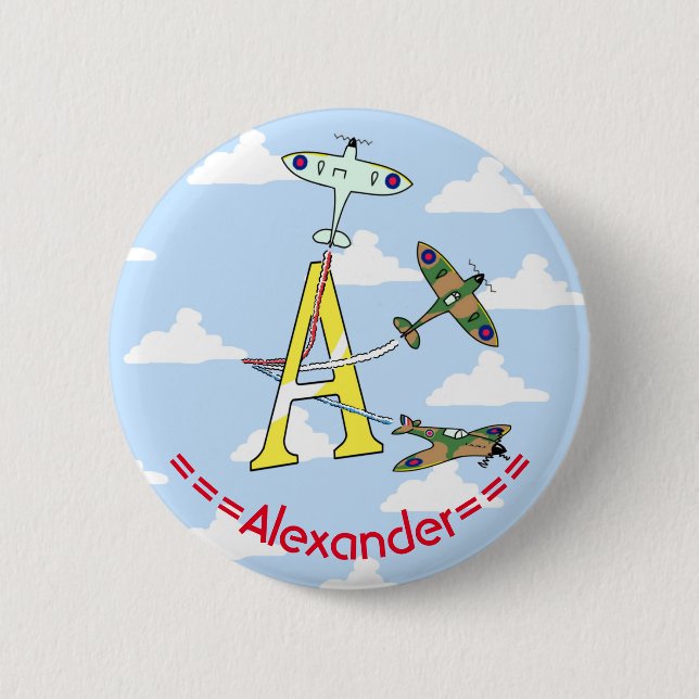 Rond 5 Cm Spitfires Ciel Bleu A Badge Initial (Devant)