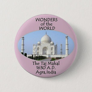 ROND 5 CM WONDERS OF THE WORLD - LE TAJ MAHAL PINBACK BADGE