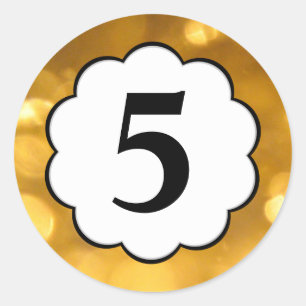 Rond 5 - Sticker en chiffres d'or