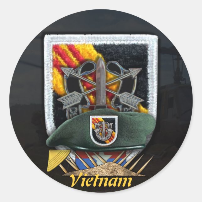 Rond 5e forces spéciales Green Berets flash nam Sticker (Devant)