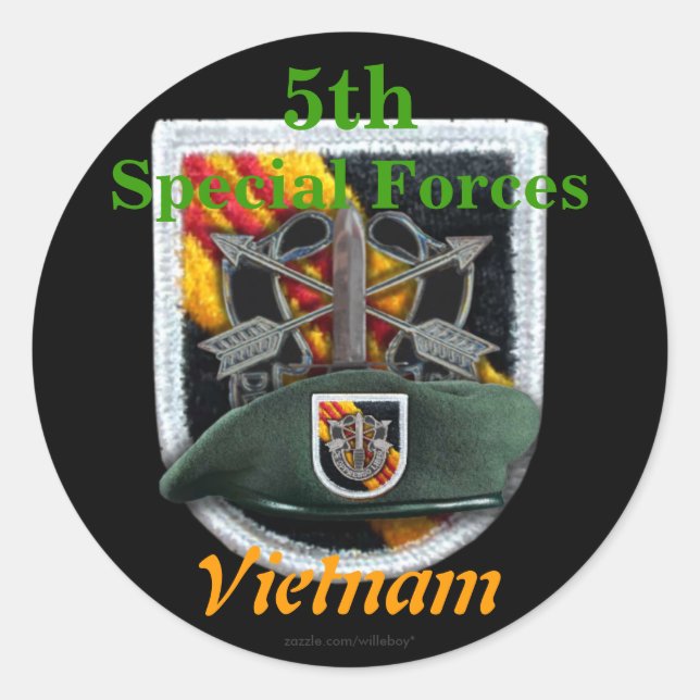 Rond 5e forces spéciales Green Berets flash nam Sticker (Devant)