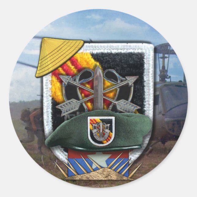 Rond 5e forces spéciales Green Berets flash nam Sticker (Devant)