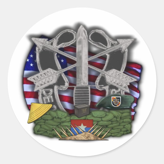 Rond 5ème forces spéciales Green Berets vietnam Sticker (Devant)