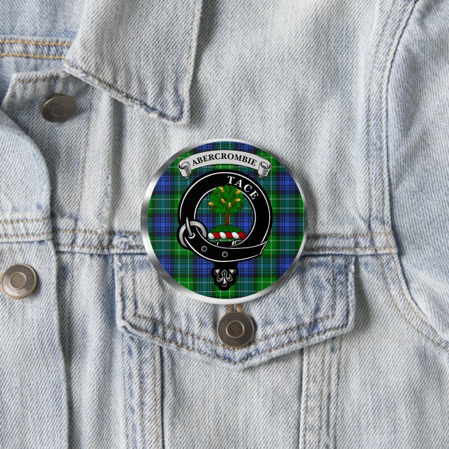Rond 7,6 Cm Abercrombie Clan Badge & Tartan Button (En situation)
