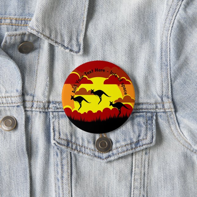 Rond 7,6 Cm Australia Kangaroo Red Black Yellow Badge (En situation)