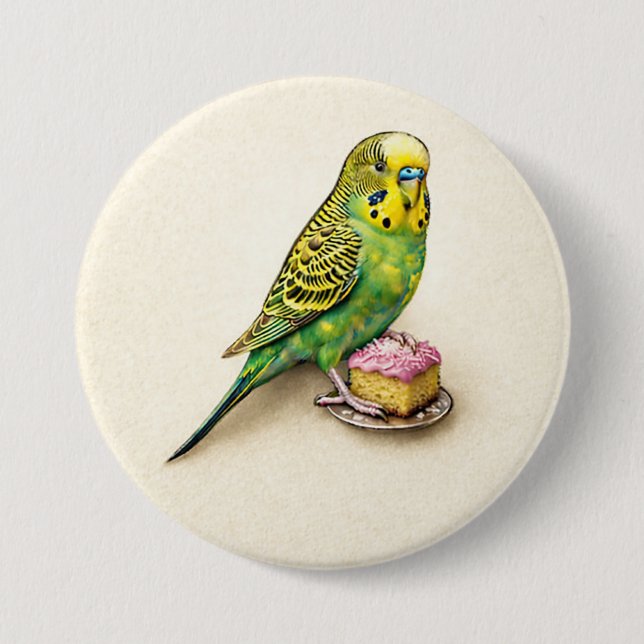 Rond 7,6 Cm Australian Budgie Pink Lamington Large Badge Pin (Devant)