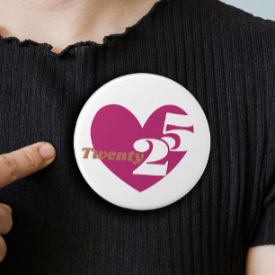 Rond 7,6 Cm badge bouton 2025 nouvel an amour vingt 25