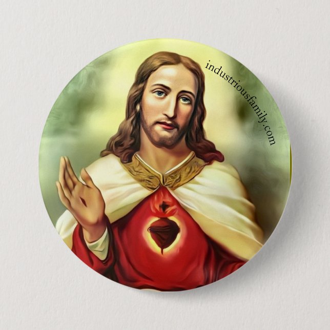 Rond 7,6 Cm badge bouton sacré cœur   (Devant)