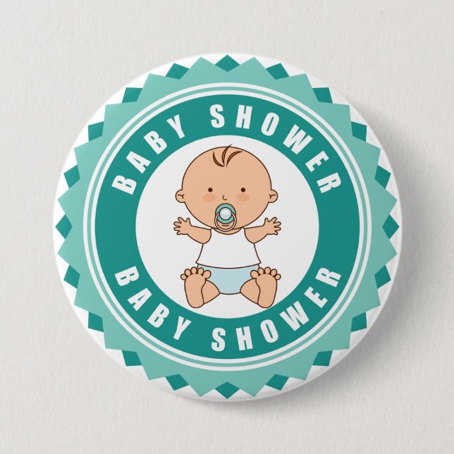 Rond 7,6 Cm Badge de Baby Shower Bébé Mignon (Devant)