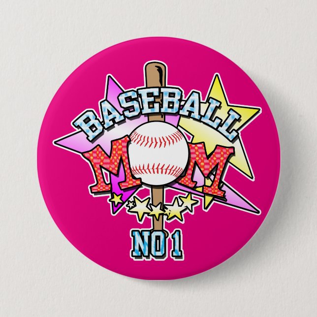 Rond 7,6 Cm Badge de maman de baseball (Devant)