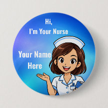 Badge de nom d'infirmière personnalisé avec bouton