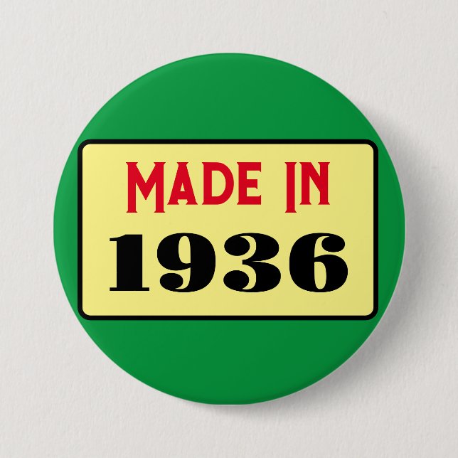 Rond 7,6 Cm Badge de style rétro pour 90e anniversaire 1936 (Devant)