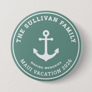 Rond 7,6 Cm Badge de vacances familiales personnalisé vert sau