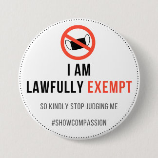 Rond 7,6 Cm badge d'exemption de masque