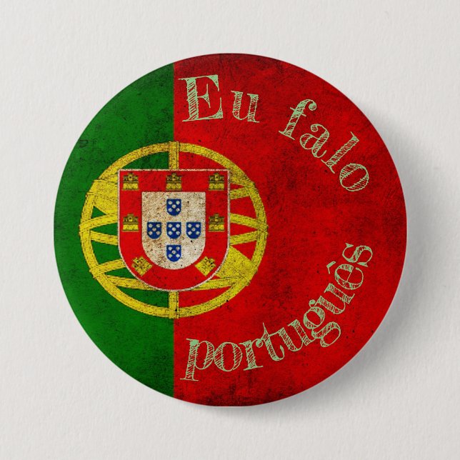 Rond 7,6 Cm Badge drapeau eu falo português (Devant)