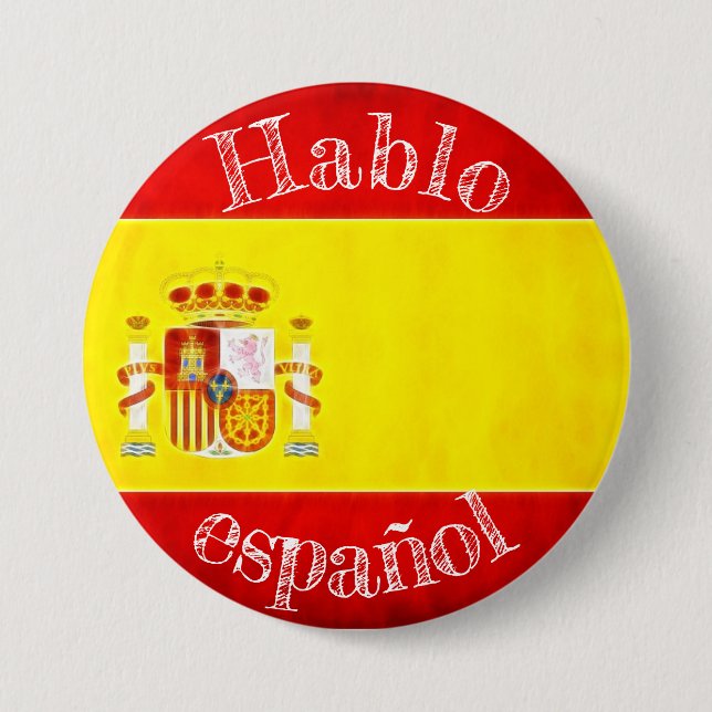 Rond 7,6 Cm Badge drapeau hablo español (Devant)
