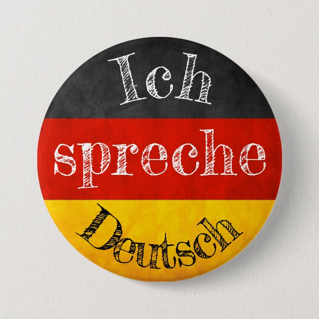 Rond 7,6 Cm Badge drapeau ich spreche Deutsch (Devant)
