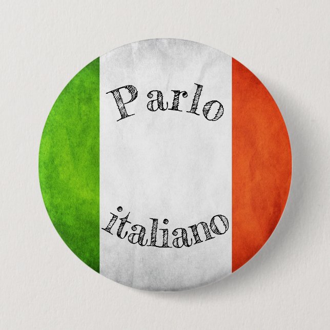 Rond 7,6 Cm Badge drapeau parlo italiano (Devant)