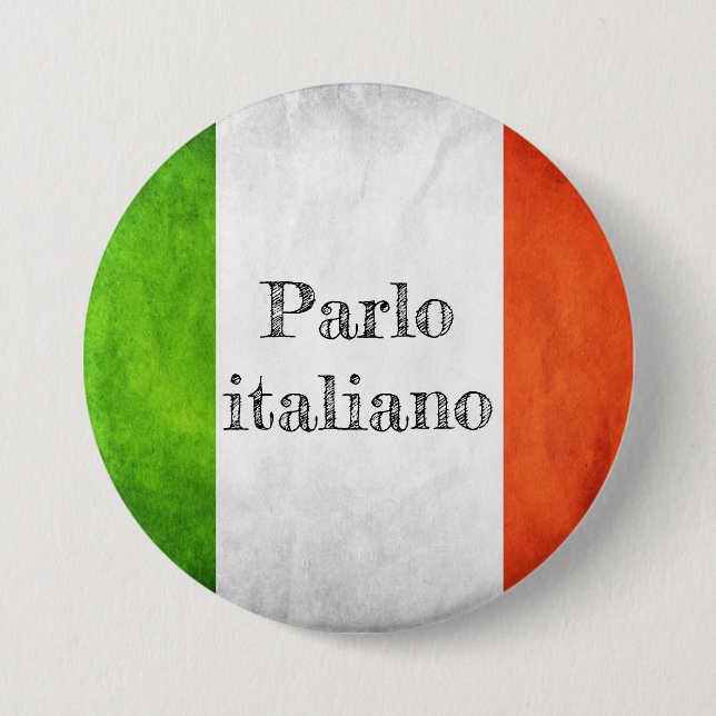 Rond 7,6 Cm Badge drapeau parlo italiano (Devant)