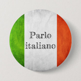 Rond 7,6 Cm Badge drapeau parlo italiano