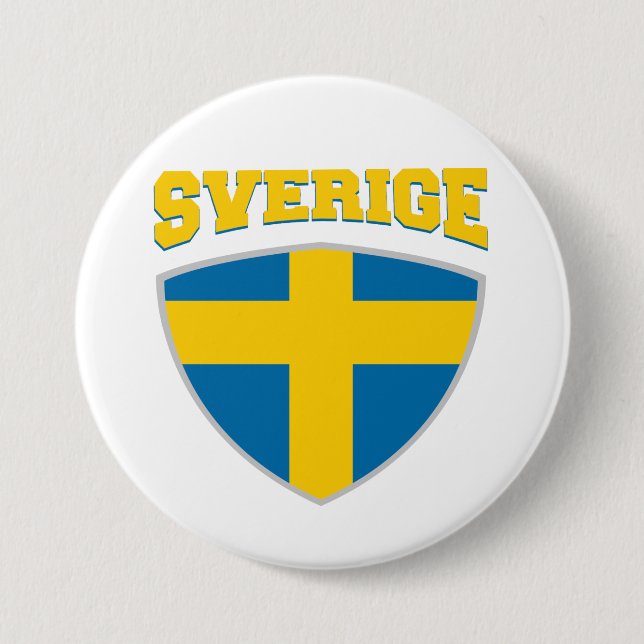 Rond 7,6 Cm Badge du Bouclier Drapeau Suède (Devant)