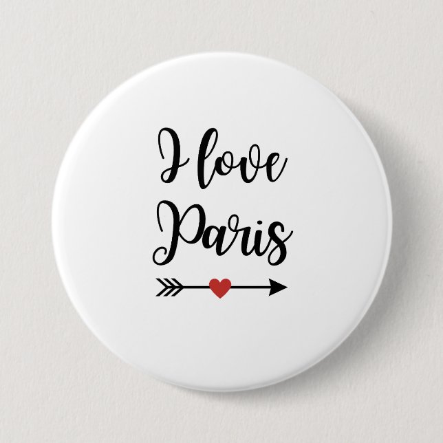 Rond 7,6 Cm Badge I love Paris (Devant)