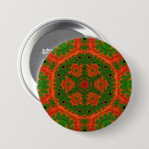 Rond 7,6 Cm Badge Kaleidoscope orange et vert