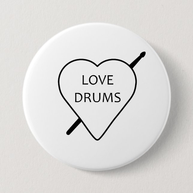 Rond 7,6 Cm Badge Love Drums (Devant)