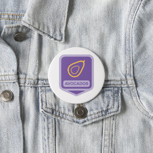 Rond 7,6 Cm Badge minimaliste Avocado en violet et or