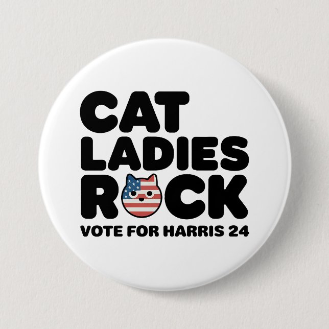Rond 7,6 Cm CHAT KAMALA HARRIS DAMES ROCK ! Badge (Devant)