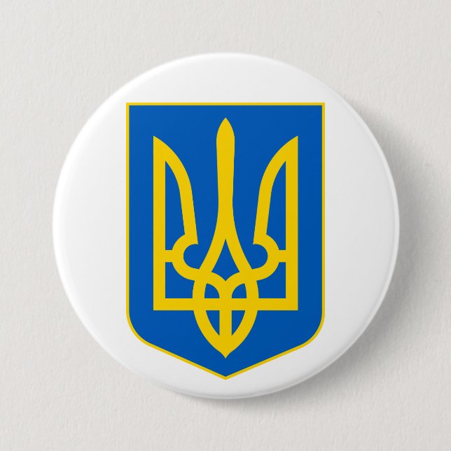 Rond 7,6 Cm Coat of Arms of Ukraine Герб України Button Badge (Devant)