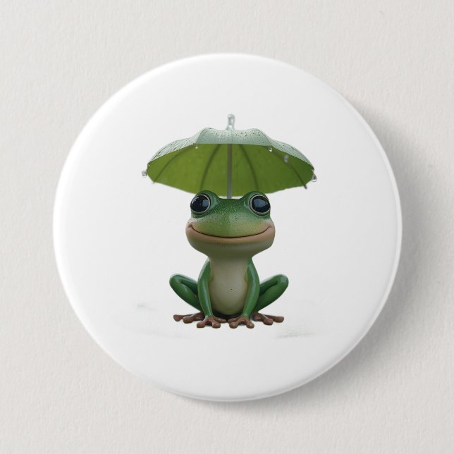Rond 7,6 Cm Cute Frog Pin for Kids – Funny Frog Button Badge (Devant)