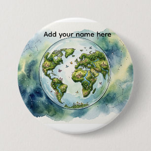 Rond 7,6 Cm Globe Céleste à l'aquarelle Badge Personnalisé