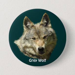 Rond 7,6 Cm Gris Wolf Head Amateur de faune Badge de collecteu