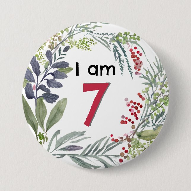 Rond 7,6 Cm Je Suis 7 Beau Bouton Floral Pretty Pin Badge (Devant)