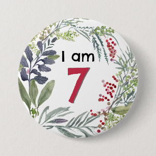 Rond 7,6 Cm Je suis 7 joli badge bouton broche floral mignon