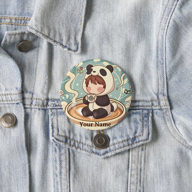 Rond 7,6 Cm Kawaii Chibi Panda Button Pin Badge (En situation)